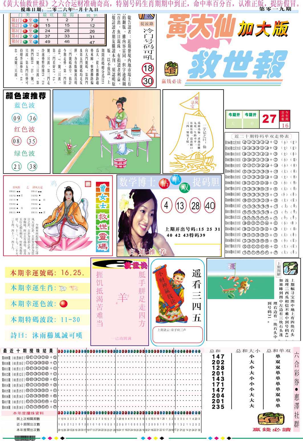 019期黄大仙救世A加大版[图]