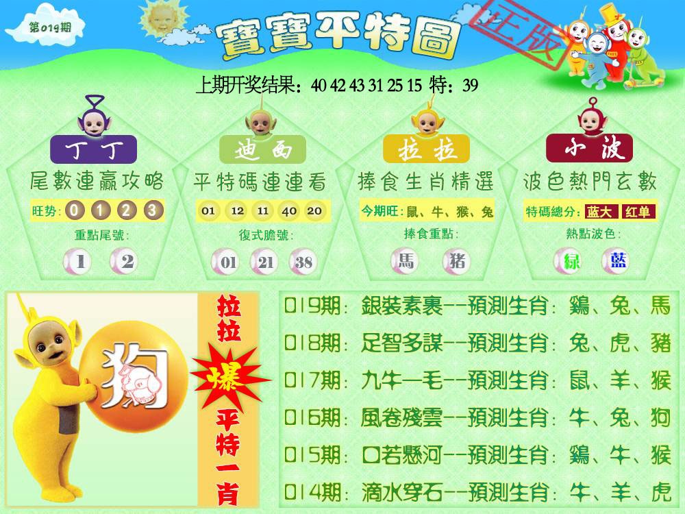 019期天线宝宝平特图[图]