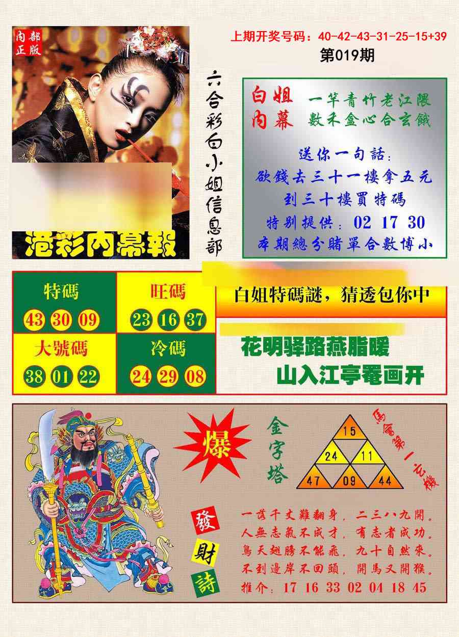 019期港彩内幕报[图]