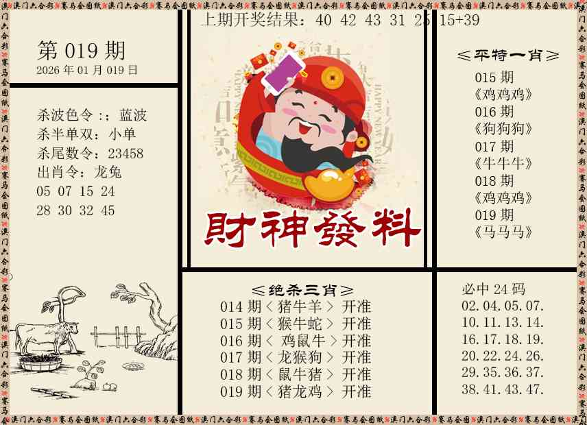 019期财神发料[图]