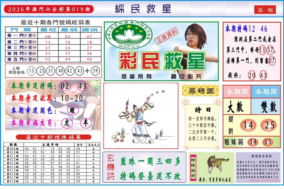 019期彩民救星A[图]