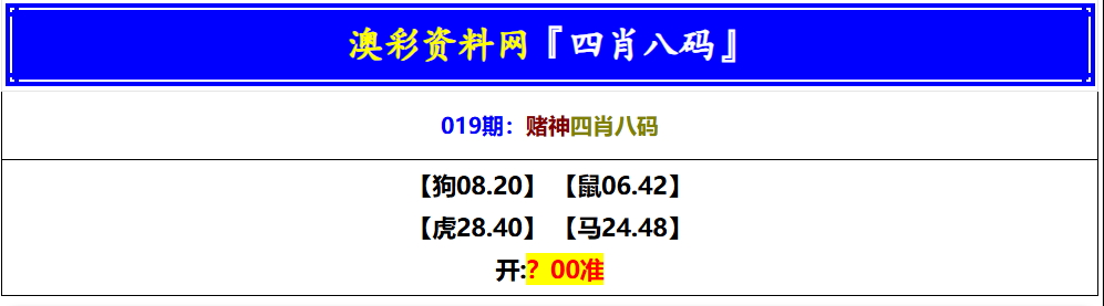 019期赌神四肖八码[图]